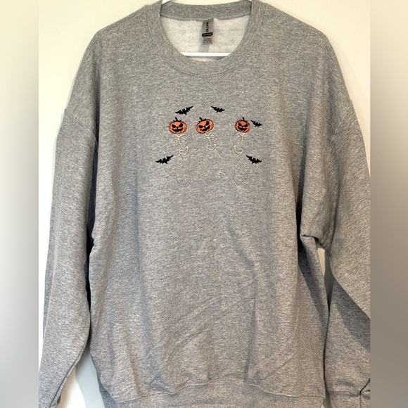 *Halloween* Dancing Jack-o-lantern skeleton’s with Bats- Crewneck sweatshirt- XL - Picture 7 of 7